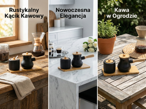 Cukiernica i dzbanek do mleka na bambusowej podstawce alisa czarna