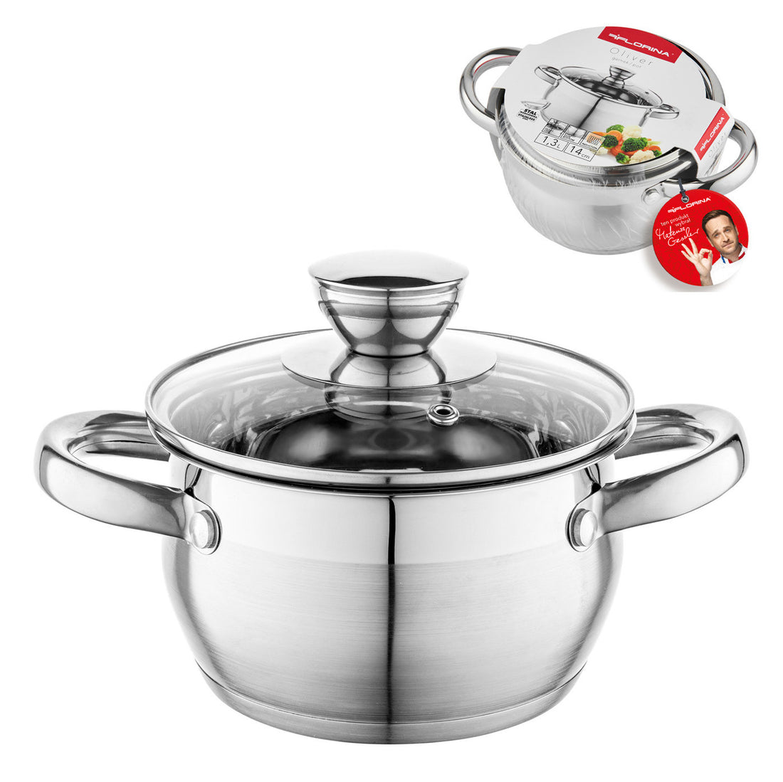 Garnek nierdzewny oliver 14cm 1,3l z/p mg