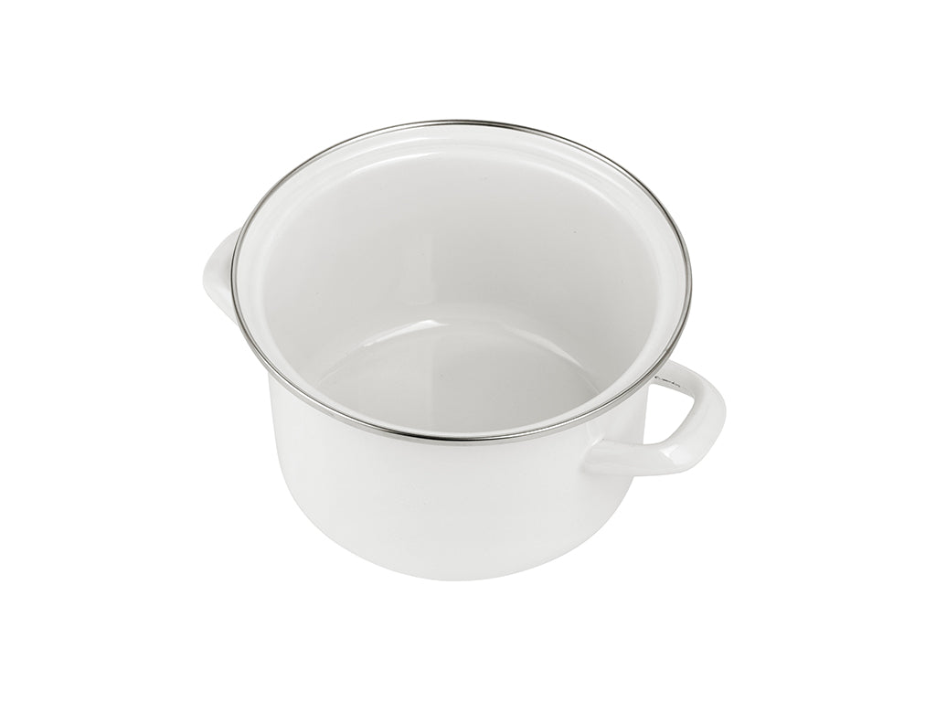 Garnek emaliowany prosty gładki 16cm 2,1l kremowy