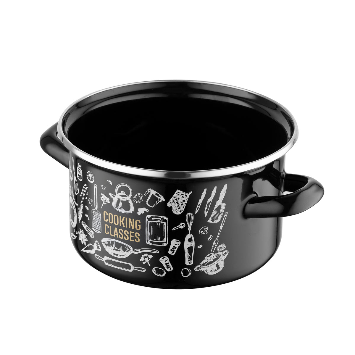 Garnek emaliowany prosty kitchen black 18cm 3l z/p