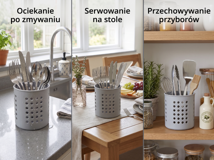 Ociekacz do sztućców okrągły vivo 12cm szary