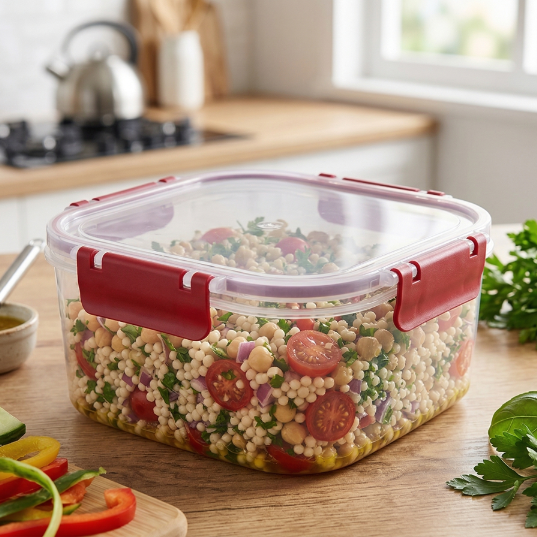 POJEMNIK DO ŻYWNOŚCI PLASTIKOWY KWADRATOWY CLIP GUARD 2,9L CZERWONY