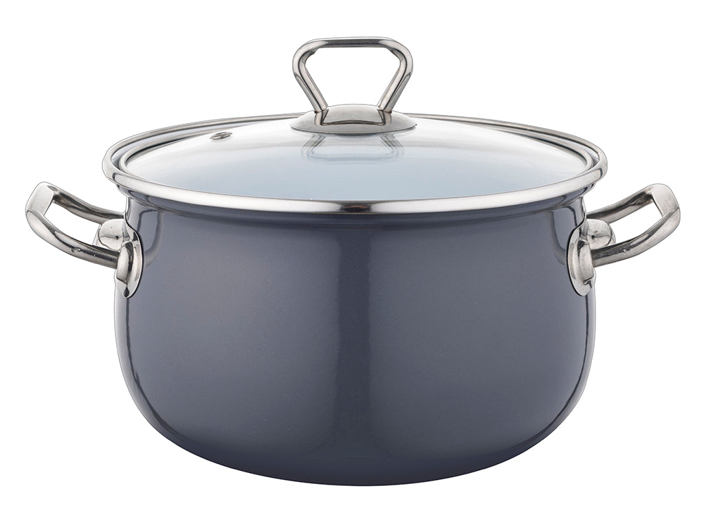 GARNEK EMALIOWANY BLISS 20CM 3,8L Z/P CIEMNY SZARY