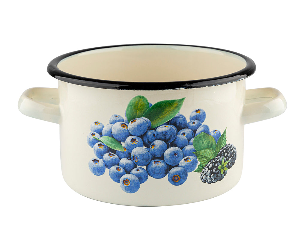 Garnek emaliowany prosty borówka 16cm 2l