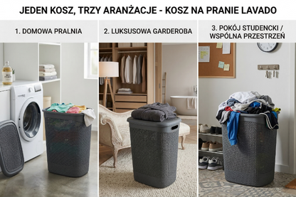 Kosz na pranie plastikowy lavado 45x37x57cm 52l antracytowy