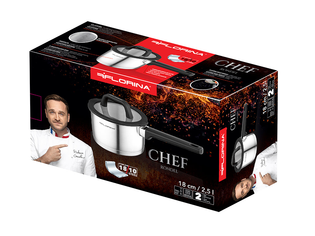 Rondel nierdzewny chef 18cm 2,5l z/p mg