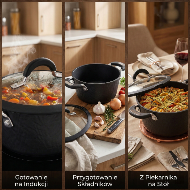 Garnek aluminiowy dragon 24cm 3,5l z/p