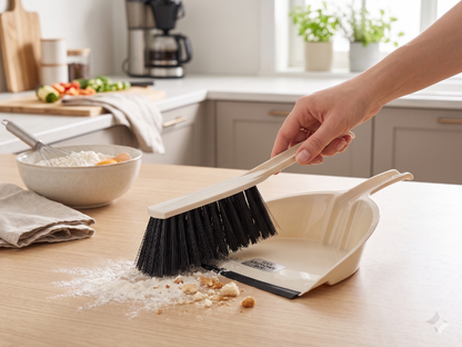 Zmiotka z szufelką plastikowa irys kremowy