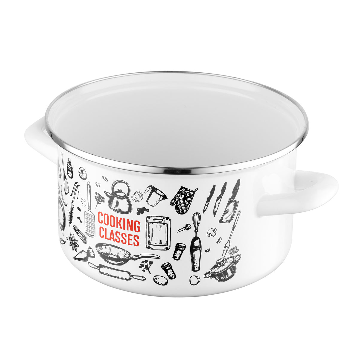Garnek emaliowany prosty kitchen white 20cm 4,1l z/p