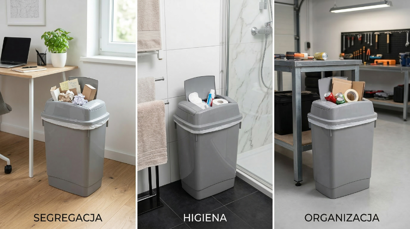 Kosz na śmieci plastikowy easybin 27l szary