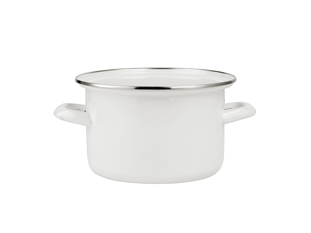 Garnek emaliowany prosty gładki 18cm 3,0l kremowy