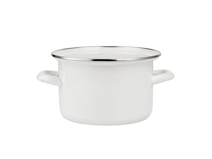 Garnek emaliowany prosty gładki 18cm 3,0l kremowy