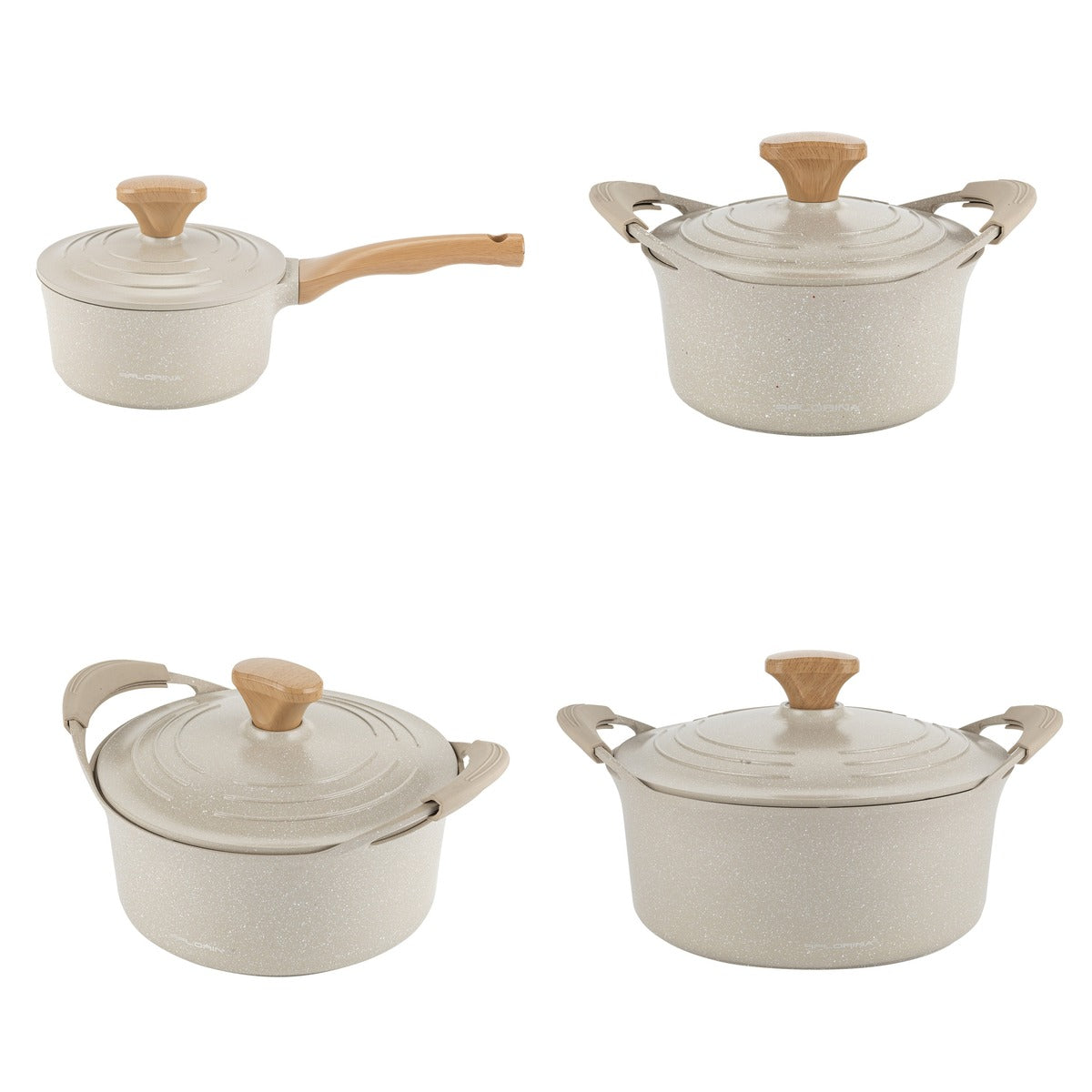 Zestaw 4 elementowy komplet garnków Florina Oslo kremowy | aluminum | powłoka ceramiczna| wszystkie typy kuchenek