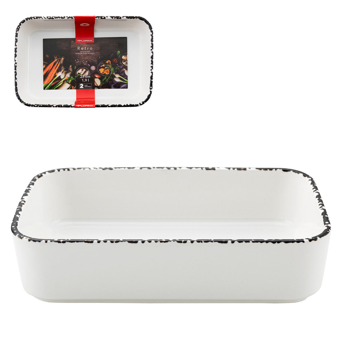 Naczynie ceramiczne retro 27cm prostokątne