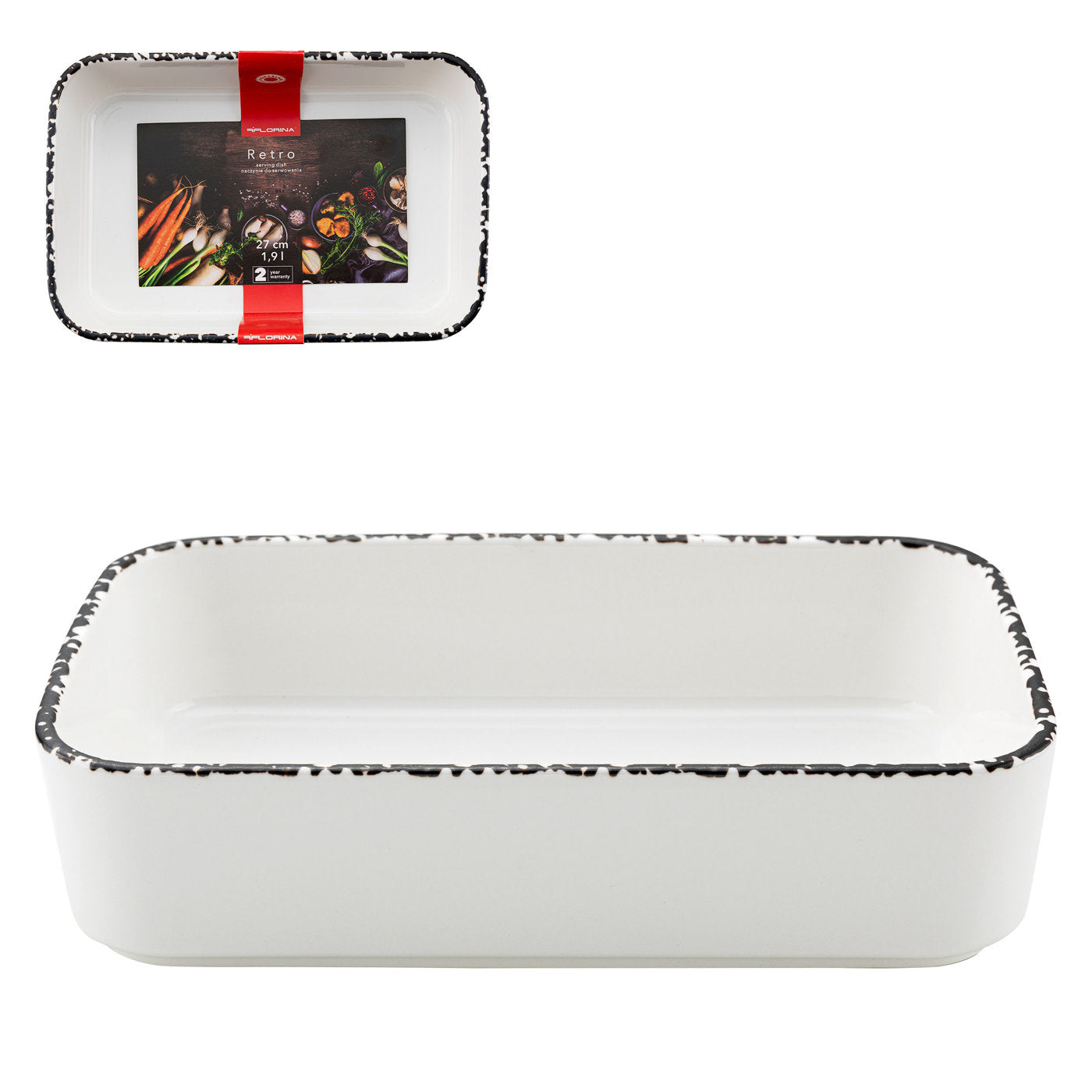 Naczynie ceramiczne retro 27cm prostokątne