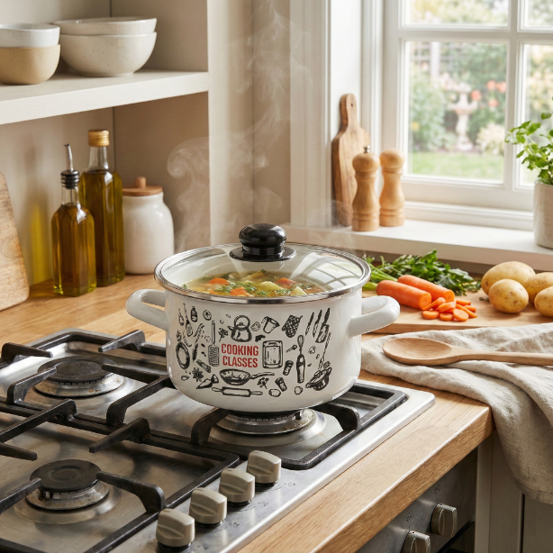 Garnek emaliowany prosty kitchen white 16cm 2,1l z/p