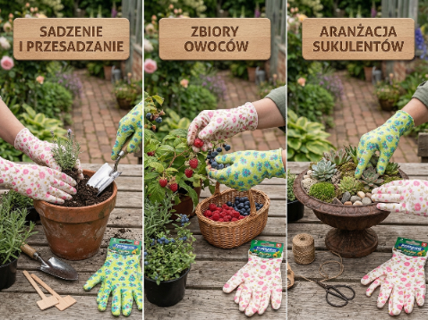 Rękawice praktyczna robocze ogrodnicze powlekane -s