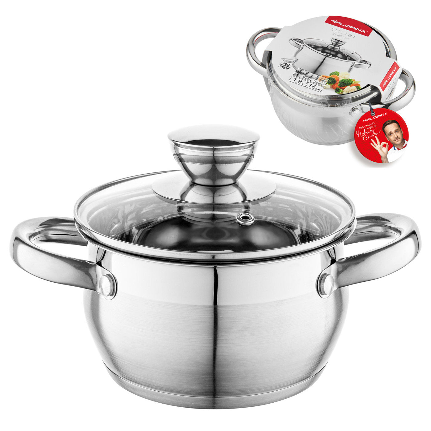 Garnek nierdzewny oliver 16cm 1,8l z/p mg