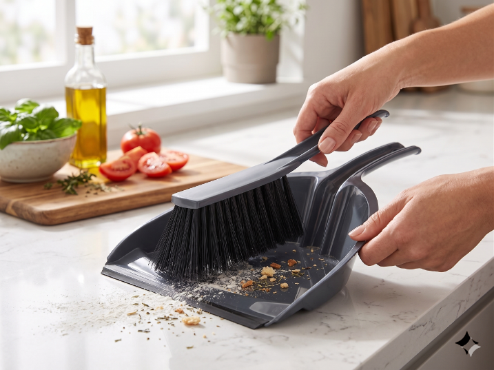 Zmiotka z szufelką plastikowa irys ciemny szary