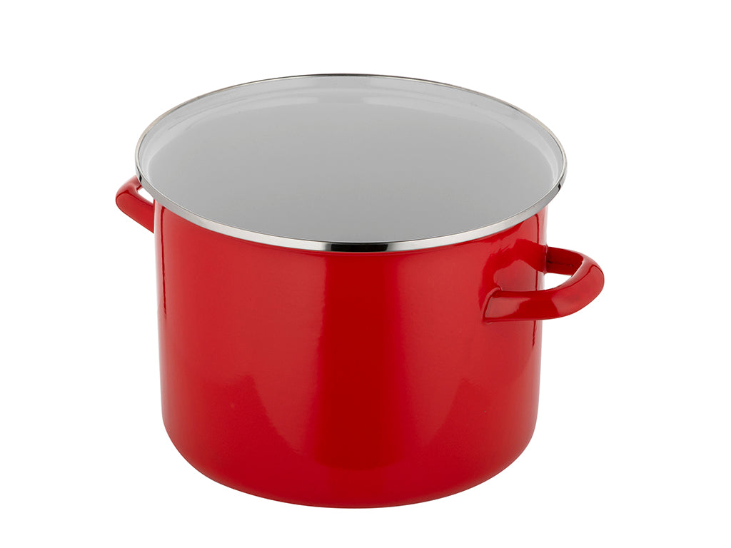 Garnek emaliowany prosty gładki 20cm 3,9l czerwony