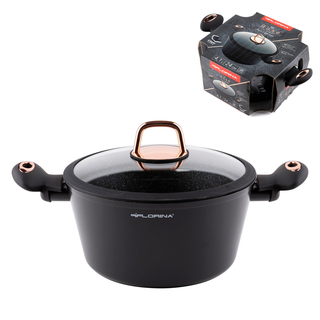 Garnek aluminiowy rose 24cm 4,1l z/p