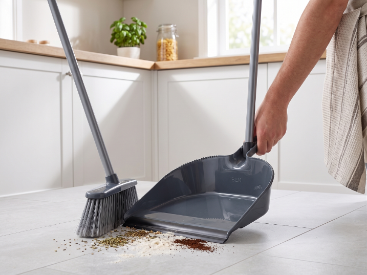Szufelka na kij plastikowa lux ciemny szary