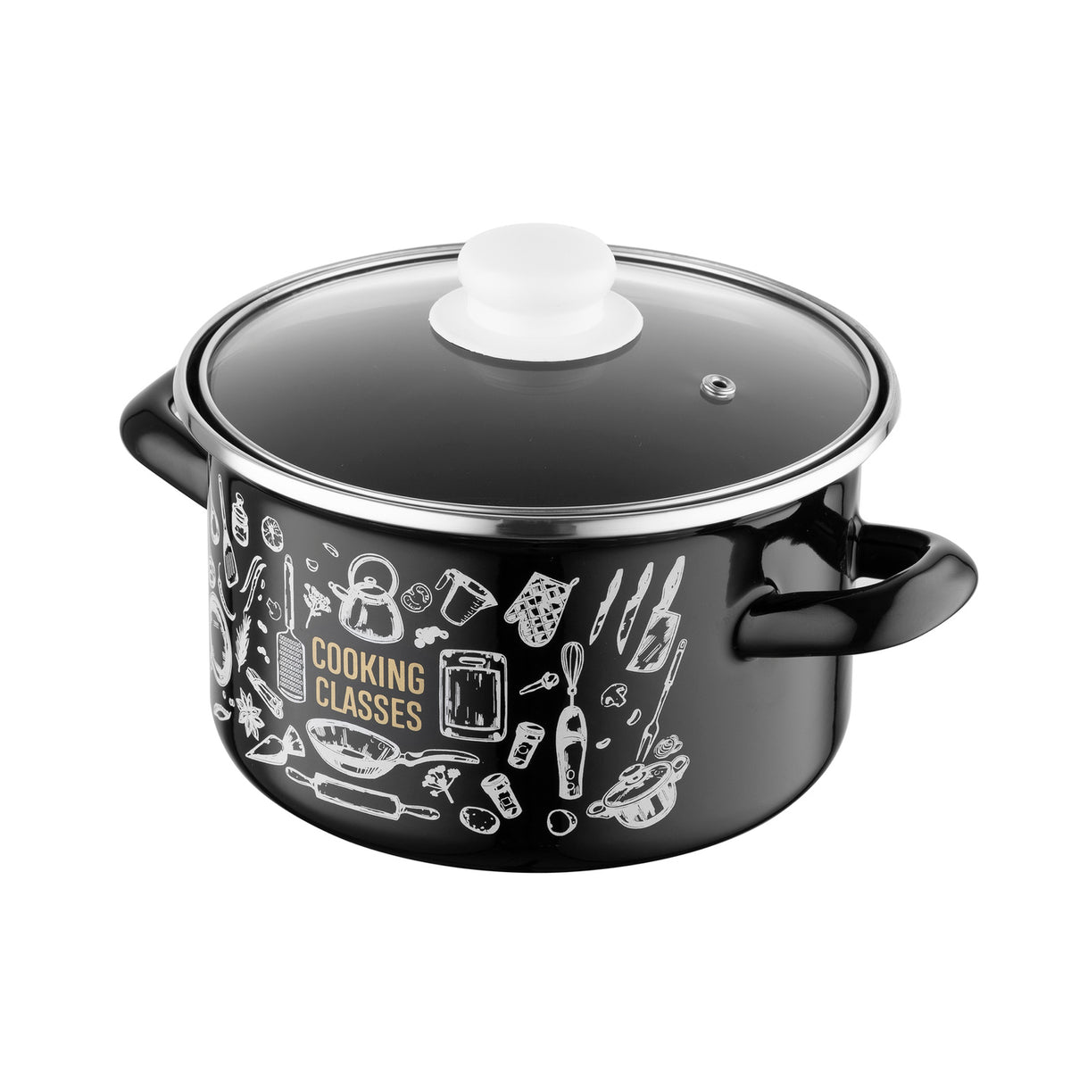 Garnek emaliowany prosty kitchen black 18cm 3l z/p