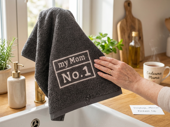 Ręcznik 50x90 my mom no. one ciemny szary