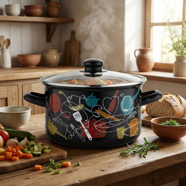 Garnek emaliowany prosty malena 20cm 3,7l z/p