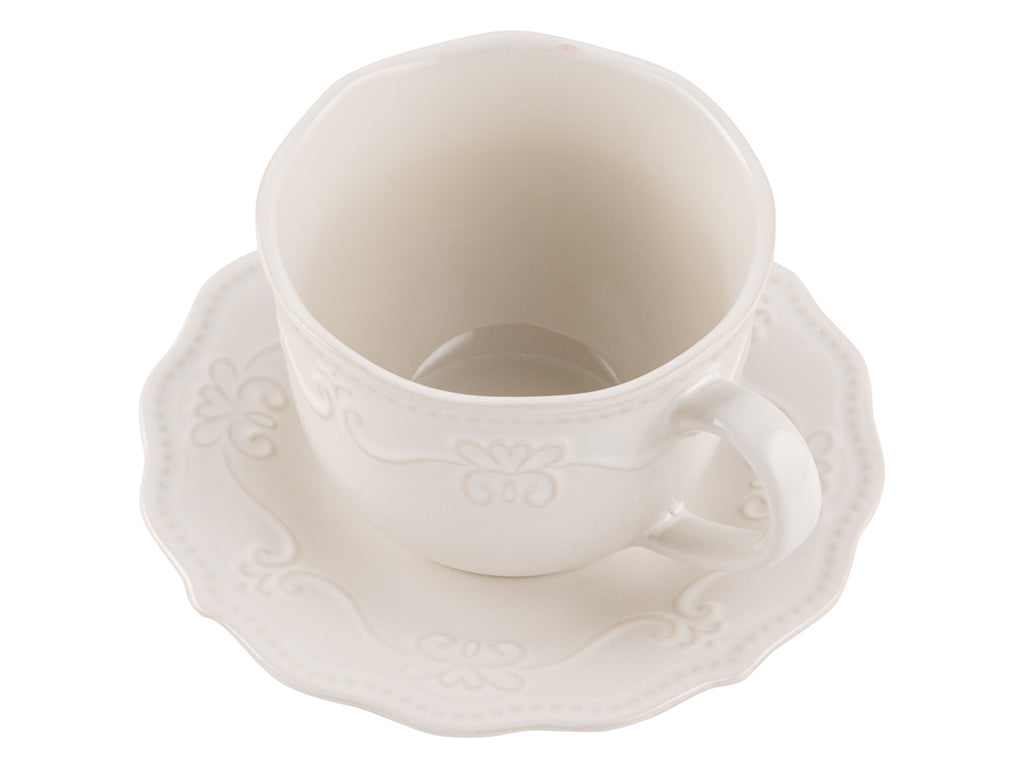 FILIŻANKA ZE SPODKIEM RUSTIC WHITE 250ML