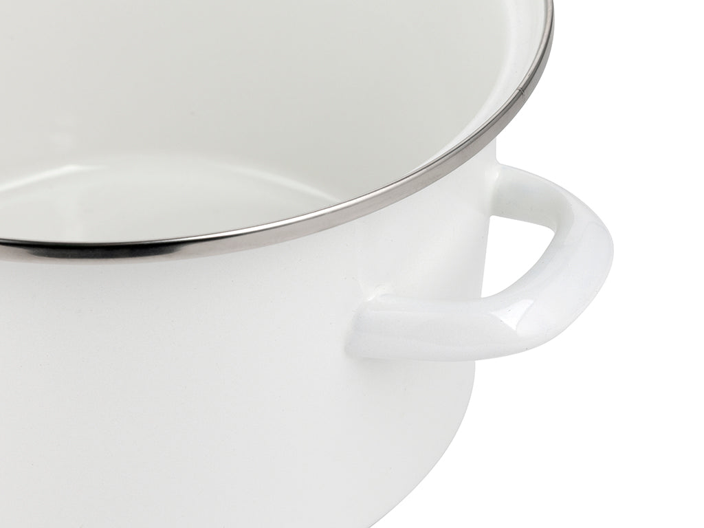 Garnek emaliowany prosty gładki 18cm 3,0l kremowy
