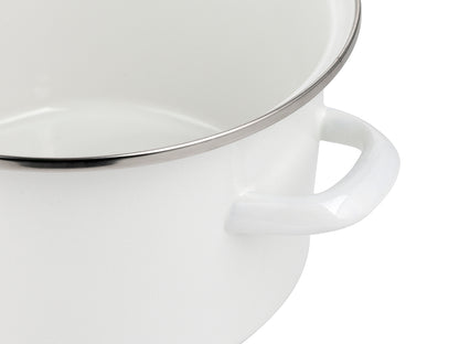 Garnek emaliowany prosty gładki 18cm 3,0l kremowy