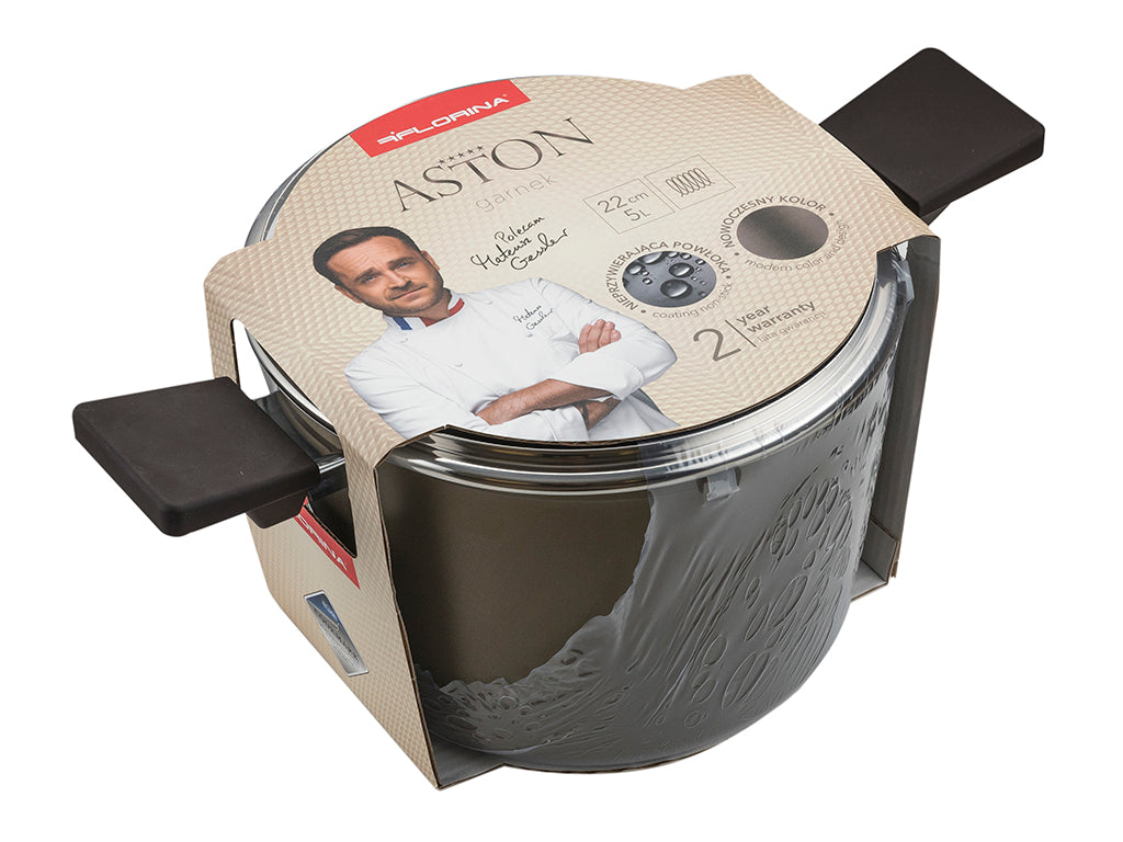 GARNEK ALUMINIOWY WYSOKI ASTON 22CM 5L Z/P MG