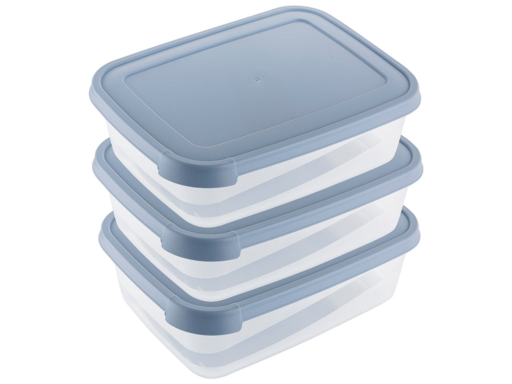 Pojemniki do żywności plastikowe prostokątne kpl. 3szt. 1,2l niebieskie