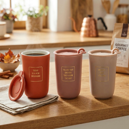 Kubek z podwójnymi ściankami i pokrywką autumn 330ml