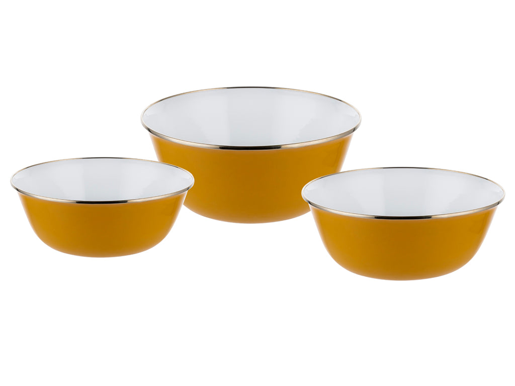 Miski emaliowane z pokrywką 16-20cm pomarańczowe