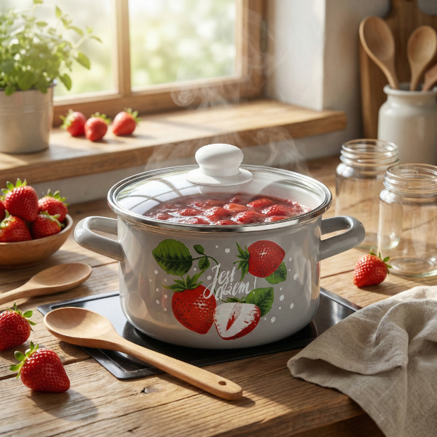 Garnek emaliowany prosty dżem 16cm 2,1l z/p