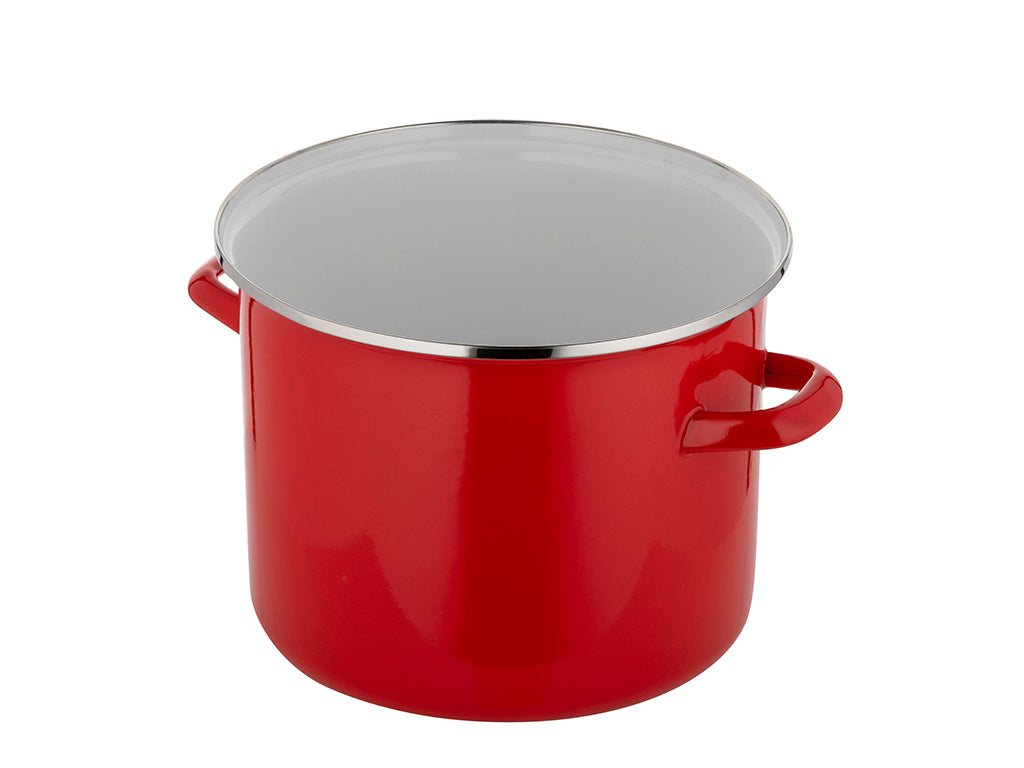 Garnek emaliowany prosty gładki 18cm 3,0l czerwony