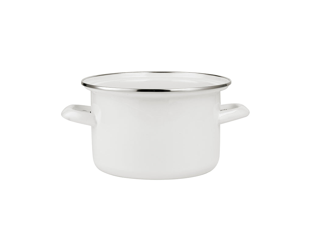 Garnek emaliowany prosty gładki 16cm 2,1l kremowy