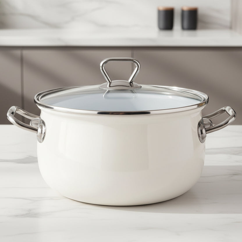 GARNEK EMALIOWANY BLISS 18CM 2,8L Z/P KREMOWY