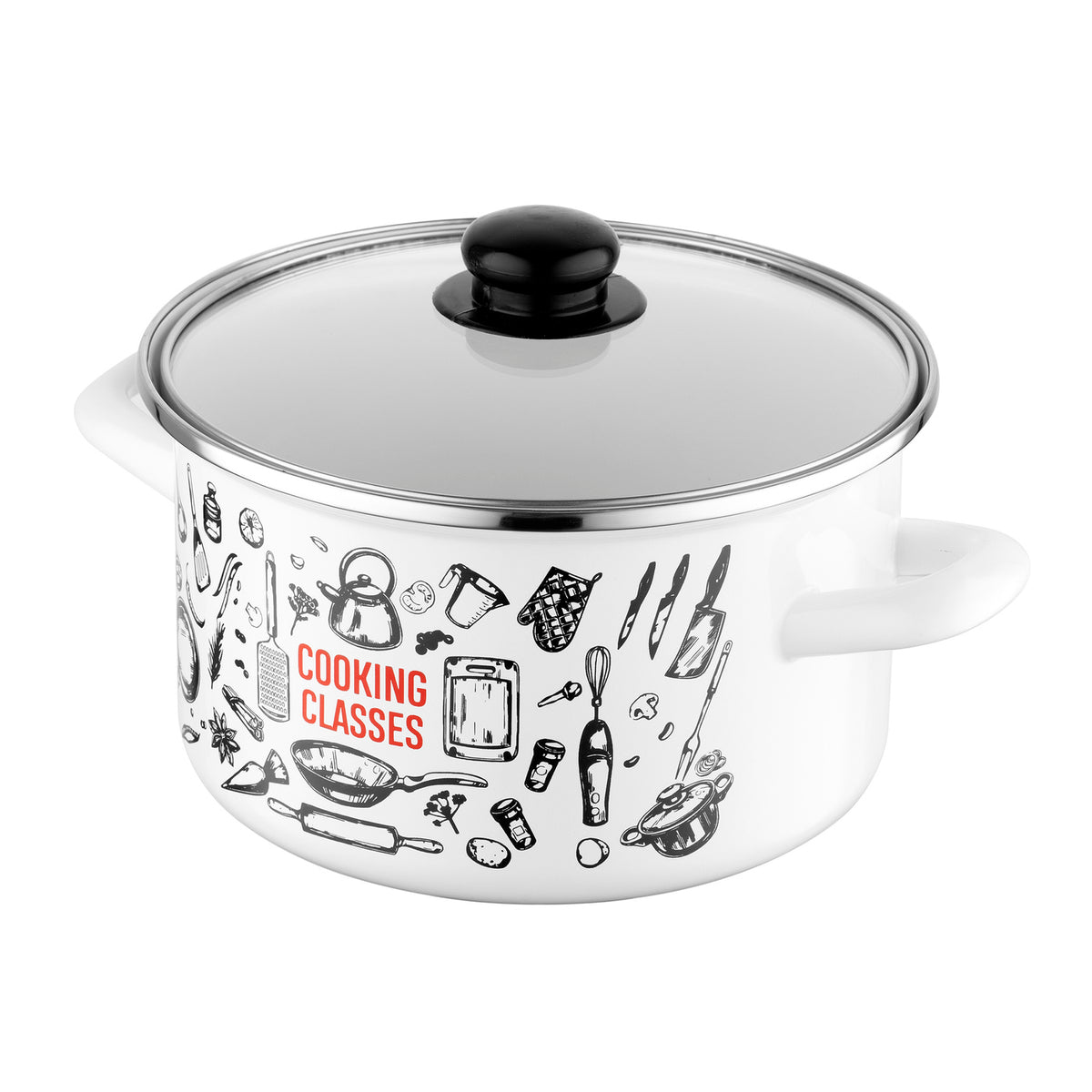 Garnek emaliowany prosty kitchen white 20cm 4,1l z/p