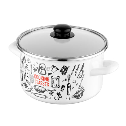Garnek emaliowany prosty kitchen white 20cm 4,1l z/p