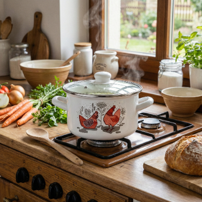 Garnek emaliowany prosty rubinka 22cm 4,7l z/p