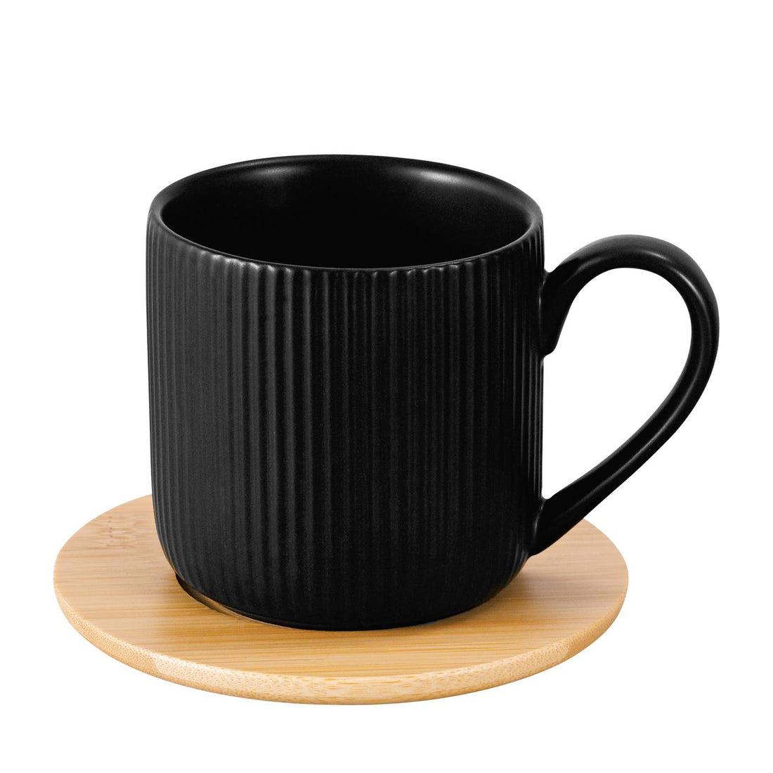 Filiżanka ze spodkiem bambusowym alisa 260ml czarna