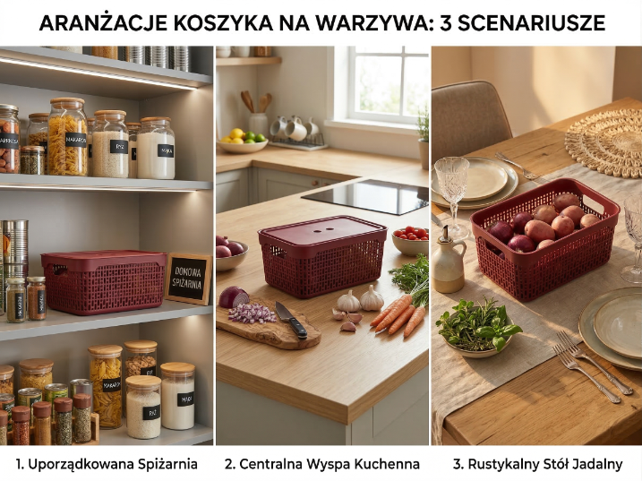 Koszyk plastikowy z pokrywką Praktyczna Morsetta XL bordo do domu