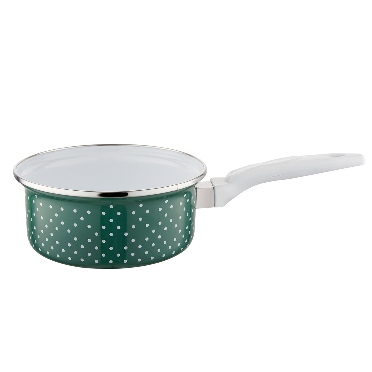 Rondel emaliowany prosty retro 16cm 1,3l zielony