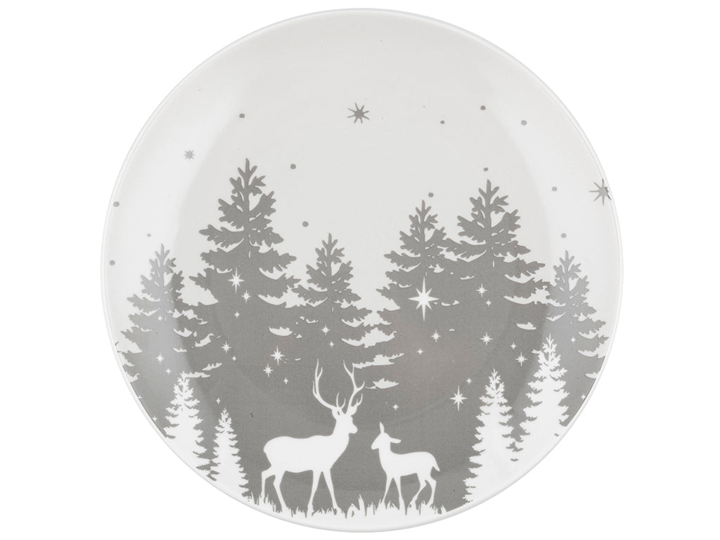 Talerz deserowy Florina Alaska 20 cm porcelana świąteczny motyw lasu