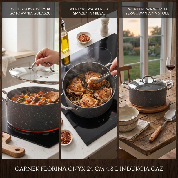 Garnek aluminiowy onyx 24cm 4,8l z/p