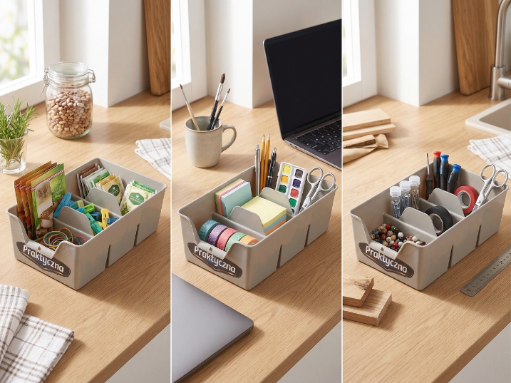 Organizer plastikowy s 22x13,5x7,5cm jasny szary