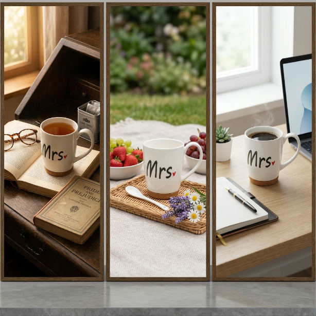 Kubek Florina Mrs 320 ml porcelanowy na korkowej podstawce prezent